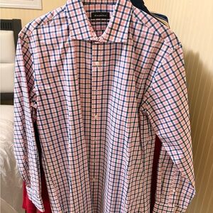 Men's Pink and Blue Plaid Shirt